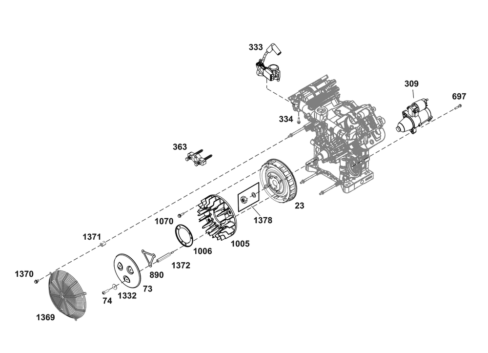 Flywheel, Ignition, And Starter Group Diagram and Parts List for 61G277-0031-J1  Briggs and Stratton Engine
